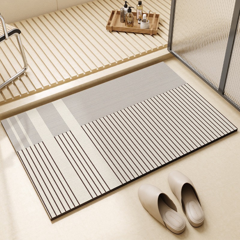 Bamboo Bath Mat - Bathroom floor mats diatomaceous earth absorbent