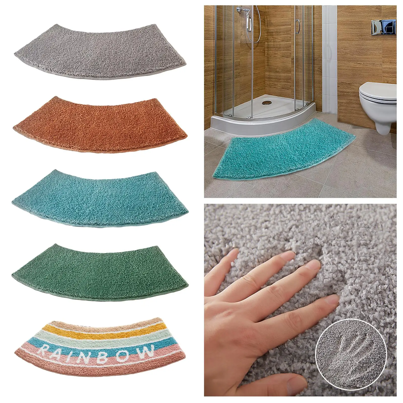 Curved Shower Mat Toilet Rug B - Bamboo Bath Mat 评论和价格